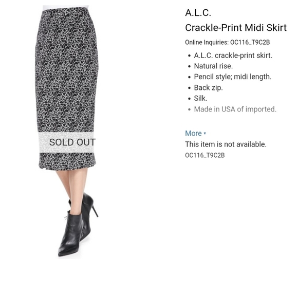 A.L.C. Silk Pencil Midi Skirt Crakle-Print design - Picture 3 of 9